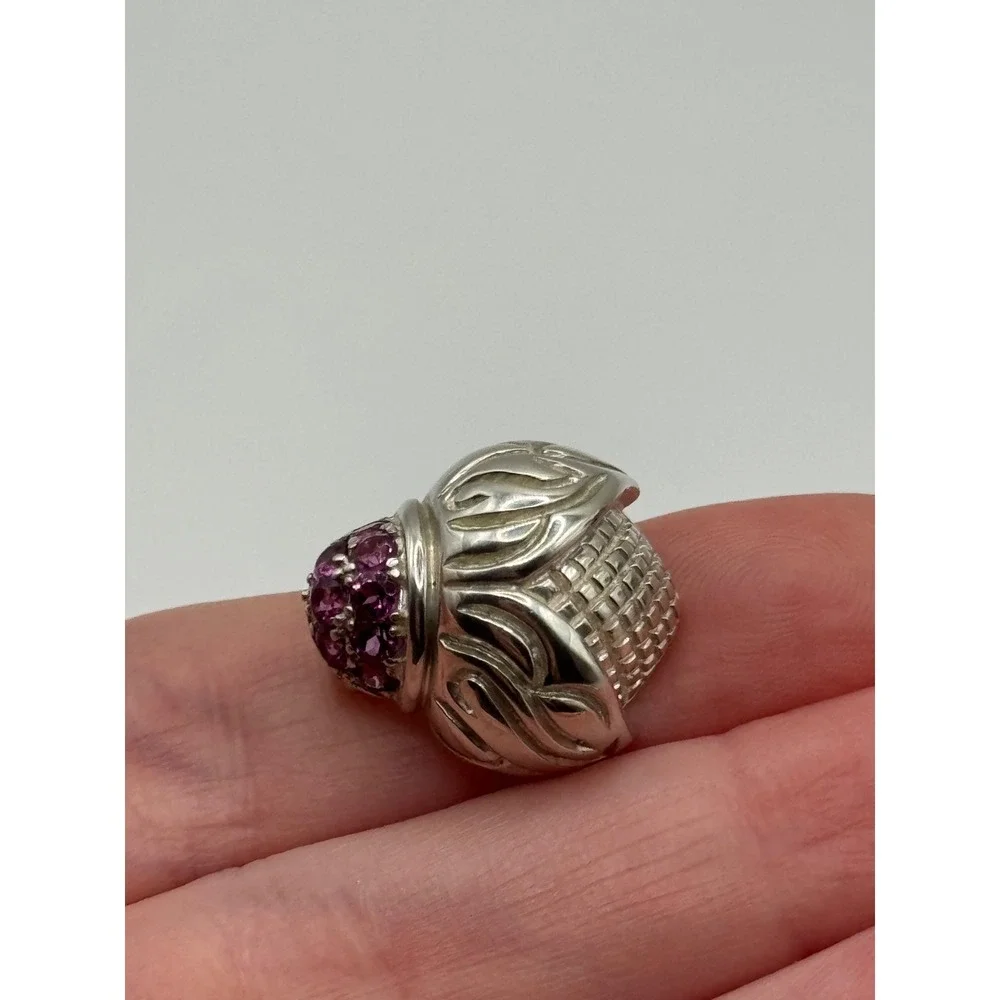 Judith Ripka Sterling Silver Pink Stone Ladybug Acorn‎ Brooch Pin